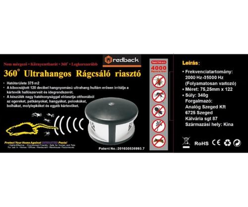 Rágcsáló riasztó-ultrahangos belt.375 m2