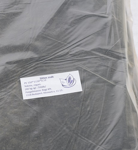 Zsák PE 550*1150*0,12 R Fekete 40 kg