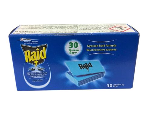 Raid szúnyogirtó lap ut.  30 db-os
